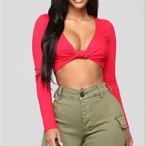 Fashion Nova Red CROP Top (NEW WITH TAGS)